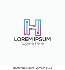 Plantilla de ilustración vectorial de diseño de la tecnología de letras H o logotipo tecnológico