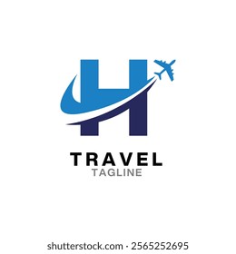 H letter Travel Logo Icon, Summer travel logo icon template, Travel agency logo template.