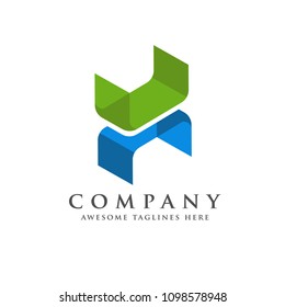 H letter trend isometric logo design vector illustration template