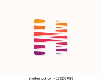 H letter trendy gradient color logo with diagonal lines. Sliced design perfect for creative poster, brand label, social media , corporate identity and more