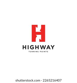 H letter with turn arrows logo design concept
