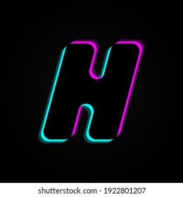 H letter, vector bright neon font. For dark night theme, vibrant identity, techno design, app logo and more