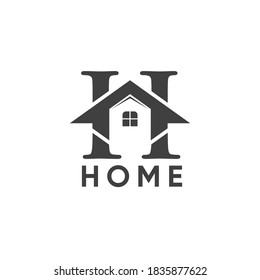 H letter vector logo forming a house building
