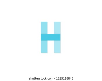 H letter, vector logo, paper cut desing font made of blue color tones .Isolated on white background. Eps10 illustration