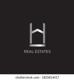 Logo del vector de letra H. Logo de Real Estates. Logo geométrico con letra H. Emblema de la casa
