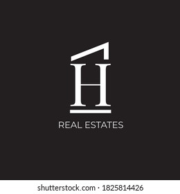 H letter vector logo. Real estates logo. Geometric logo with letter H. House emblem