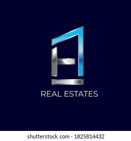 Logo del vector de letra H. Logo de Real Estates. Logo geométrico con letra H. Emblema de la casa