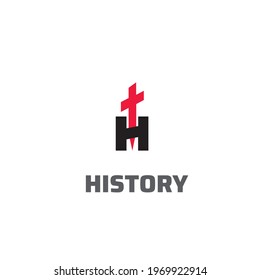 H letter vector logo. Sword emblem. History sign