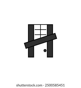 Plantilla del logotipo del Vector de la letra H. Este diseño utiliza el símbolo de la casa. Adecuado para uso industrial.