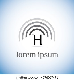 H letter vector logo template (sign, symbol, emblem, ornament). Frequency circles element 