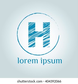 H letter vector logo template. Grunge brush  letter sign on scratch background. 