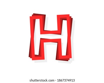 H letter vector, modern outline layers design font with red color. Eps10 illustration