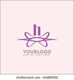 H letter vintage line design element and monogram logo. Decorative vector for invitation, menu, label, Wedding.