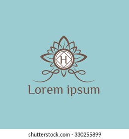 H letter vintage vector logo template (sign, symbol, emblem, ornament)
