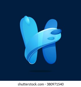 H letter with water waves and drops. Font style, vector design template elements for your ecology application or corporate identity.