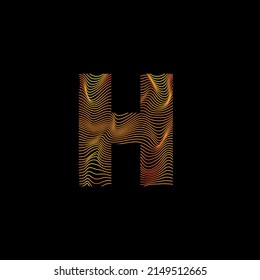 H letter wavy line. H letter with motion wave. Alphabet logo with colorful twisted lines. Creative vector illustration with zebra, sea, print and wavy pattern lines.