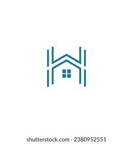 H Letter with window house in the middle