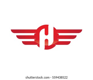 H Letter Wing Logo Template vector icon design
