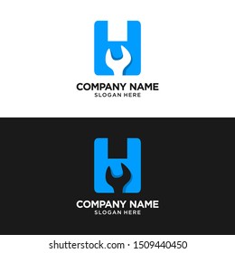 H Letter Wrench Logo Design Template Inspiration, Vector Illustration.