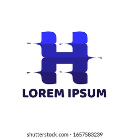 H lettering logo design, vertical sliced liquid style on isolated white background