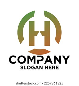 H  lettering with square design vector template