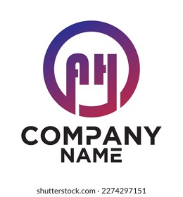 A H  lettering with square design vector template