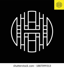 H Lettermark monogram round logo design in vintage art deco style. Vector logo in Eps 8.