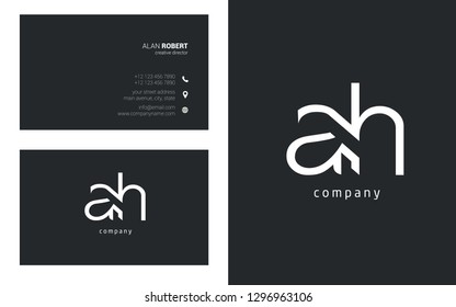 A & H Line joint logo design vector with business card template