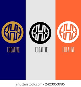H logo abstract circle identity monogram colorful innovative creative elegant icon vector template
