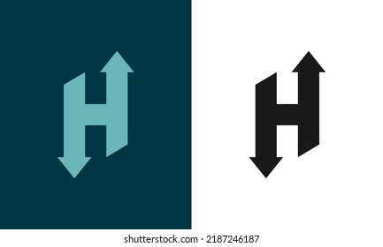 Logotipo H con flecha, concepto de diseño minimalista, plantilla de vectores