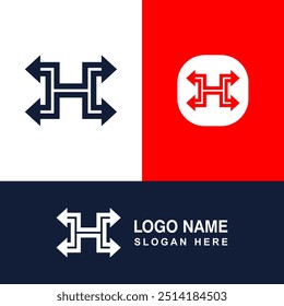 H logo with arrow. Suitable for transportation companies or others.