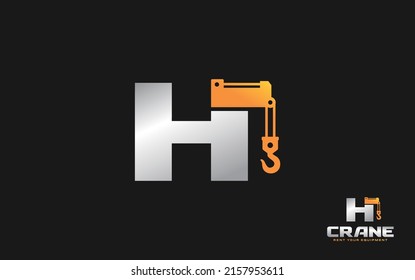 H logo crane for construction company. Heavy equipment template vector illustration for your brand.
