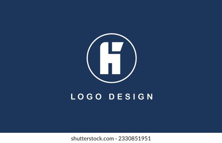 H logo design with circle blue background template. simple logo concept with white logo color.