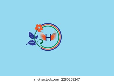 h logo design circle flower art