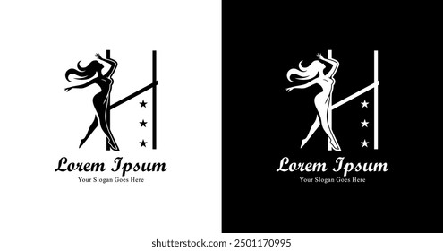 H logo design combined with silhouette of a dancing woman