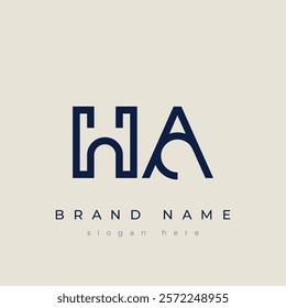 H and A logo design. HA abstract Letters Logo Monogram. This logo design is the process of creating a visual symbol that represents a brand, company, or individual.