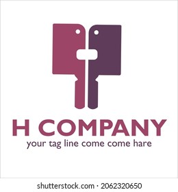 H logo design on Food and drink theme