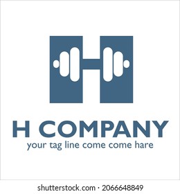 H logo design on Physical fitness theme