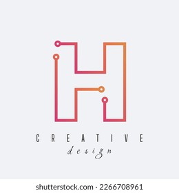 H logo design Technology line letter symbol Gradient color style. Vector illustration