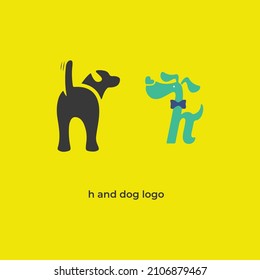 H logo Dog with 2 style for dog care cartoon element. Puppy logo illustration design 