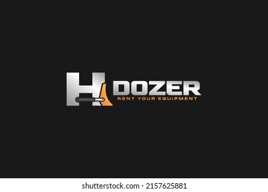 H logo dozer for construction company. Heavy equipment template vector illustration for your brand.