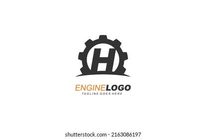 H logo ENGINEERING for branding company. GEAR template vector illustration for your brand.