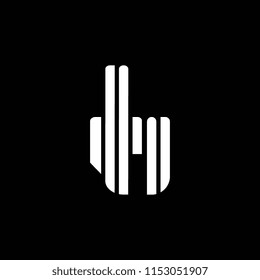 h logo with hand pointed look abstract icon on black background