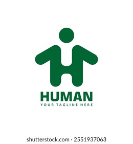 Logo H. Logotipo humano. Logotipo de salud