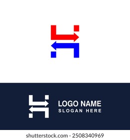 Modelo de ícone de logotipo H com seta.