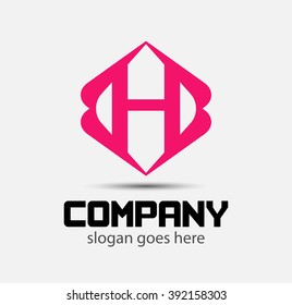 H logo icons design template elements vector signs
