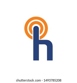 H logo initial letter design template vector illustration, with signal sign as an accent