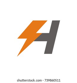 H logo initial letter design template vector with lightning bolt symbol as an accent