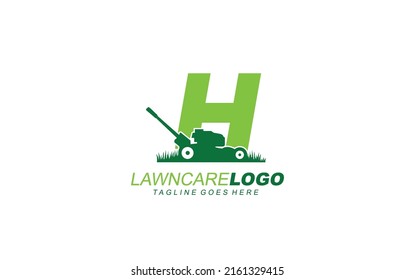 H logo lawncare for branding company. mower template vector illustration for your brand.
