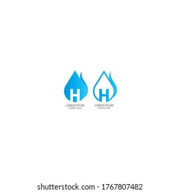 H logo letter design concept drop weather in blue color 